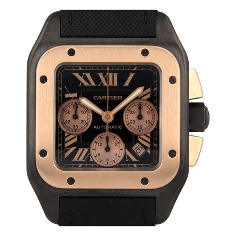 cartier santos 100 chronograph rose gold|cartier santos 100 best buy.